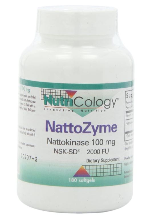 NutriCology NattoZyme 100 mg Nattokinase NSK-SD - Cardiovascular/Circulatory Health - 180 Softgels